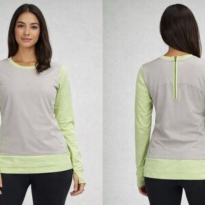 Lululemon Gray & Green Long Sleeve Athletic Top Size 6